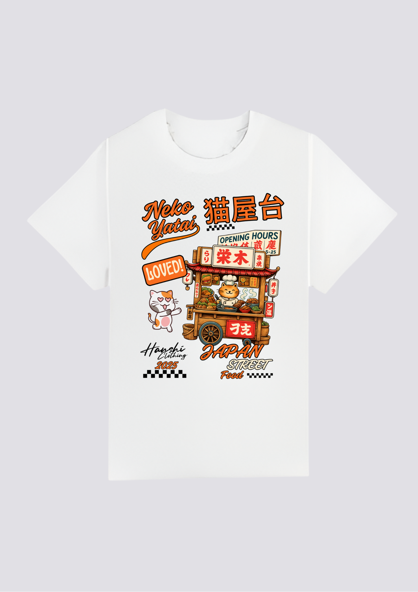 CAMISETA FRONTAL - 猫屋台 (Neko Yatai)