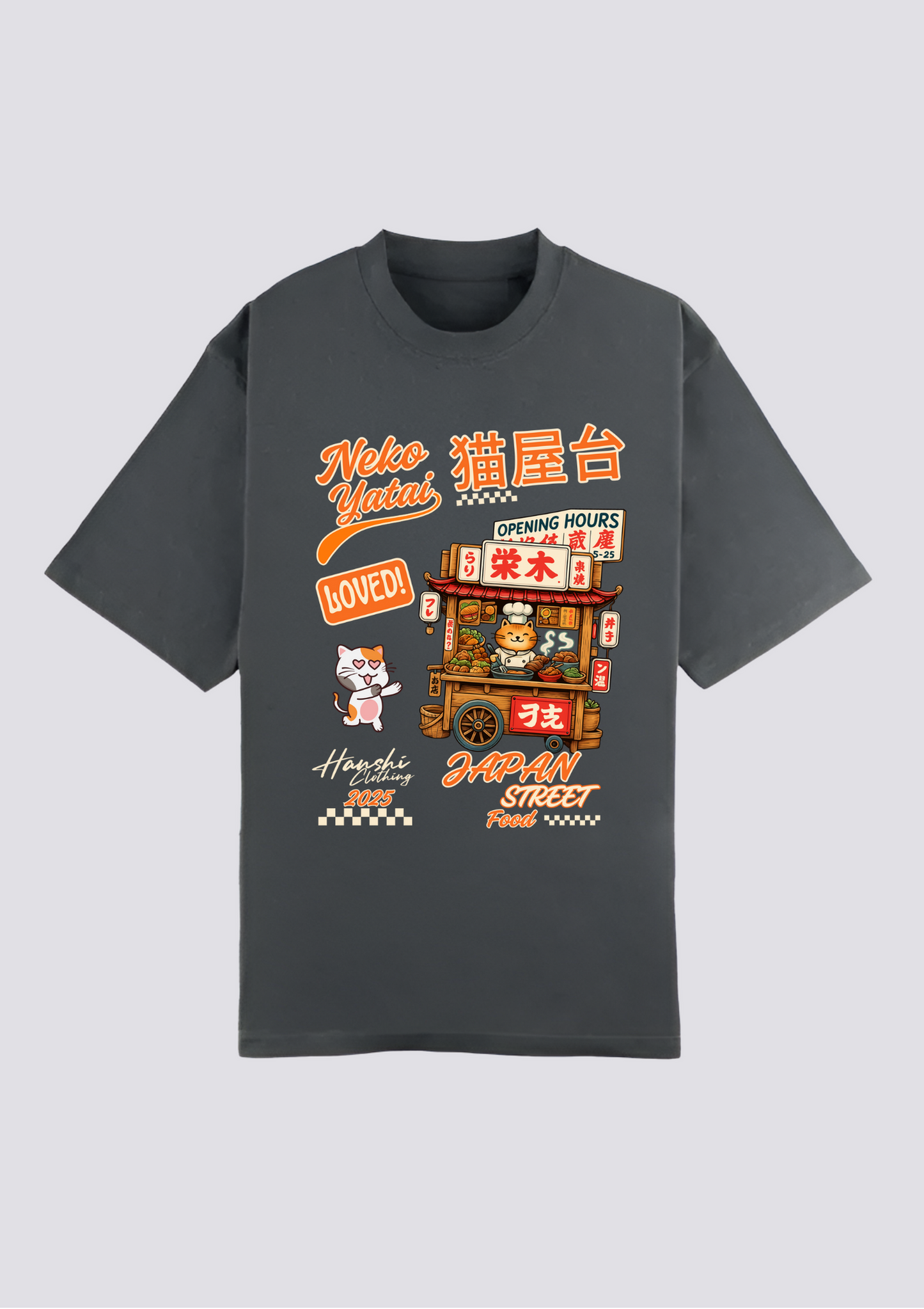CAMISETA FRONTAL - 猫屋台 (Neko Yatai)