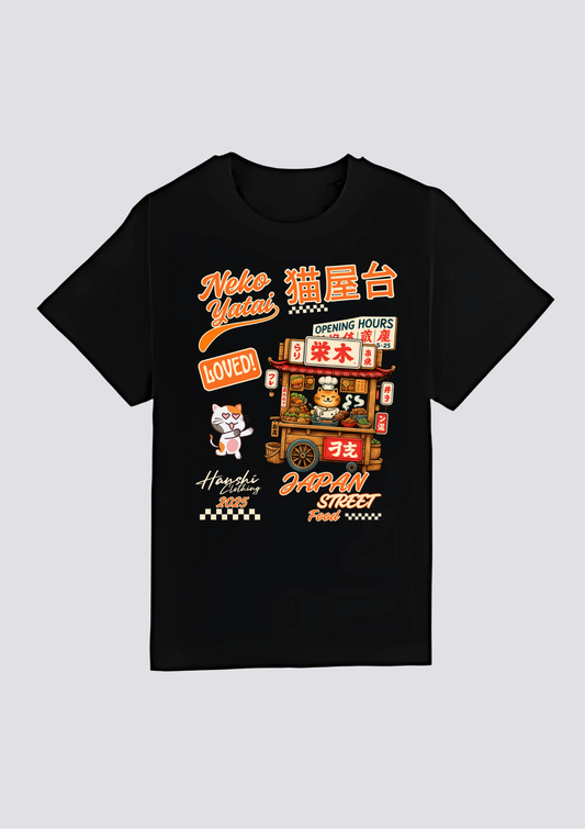 CAMISETA FRONTAL - 猫屋台 (Neko Yatai)